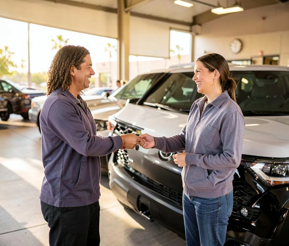 Sales area of a family-owned used car dealership in Phoenix, Arizona